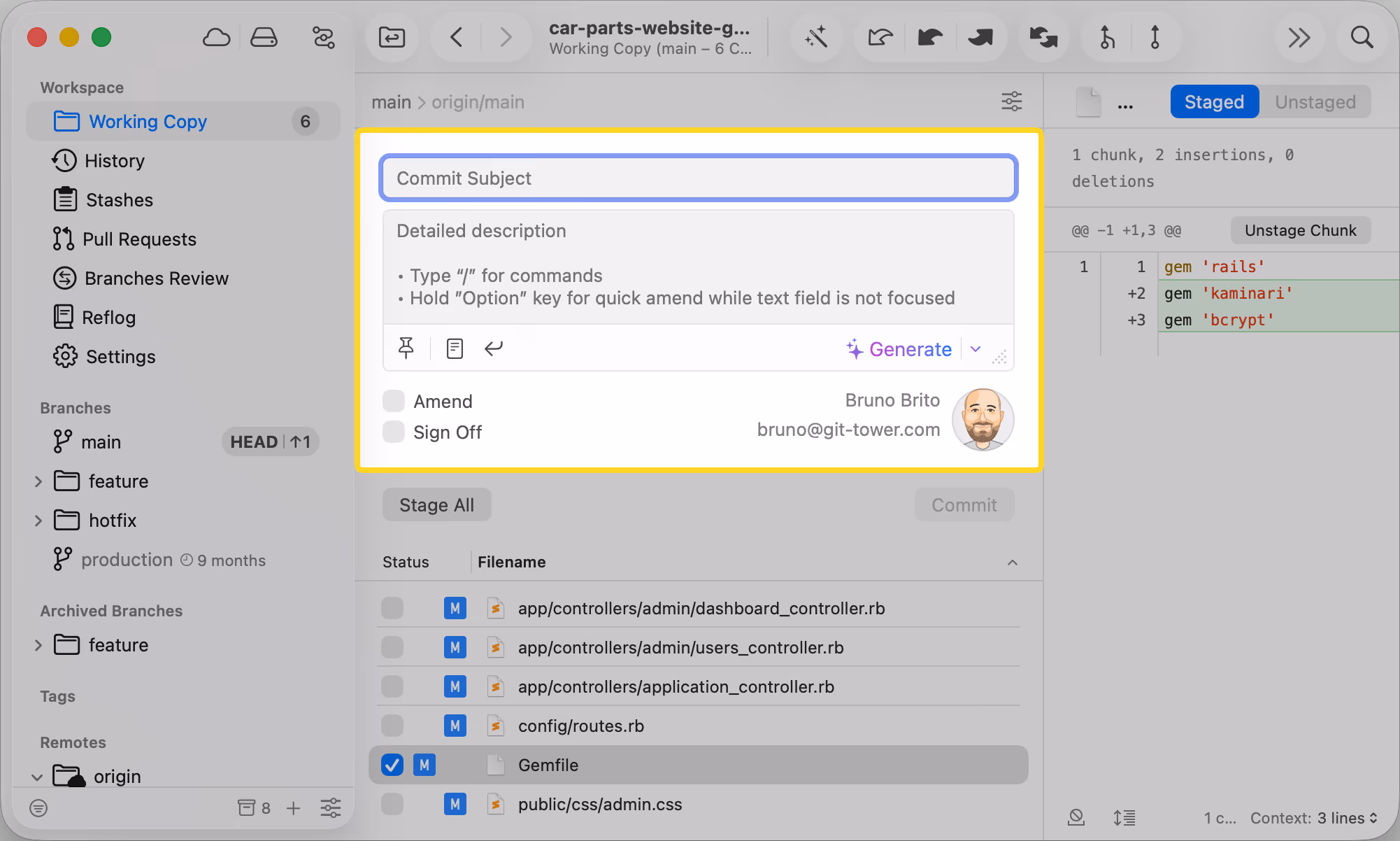 Tower 16 for Mac – New Working Copy View