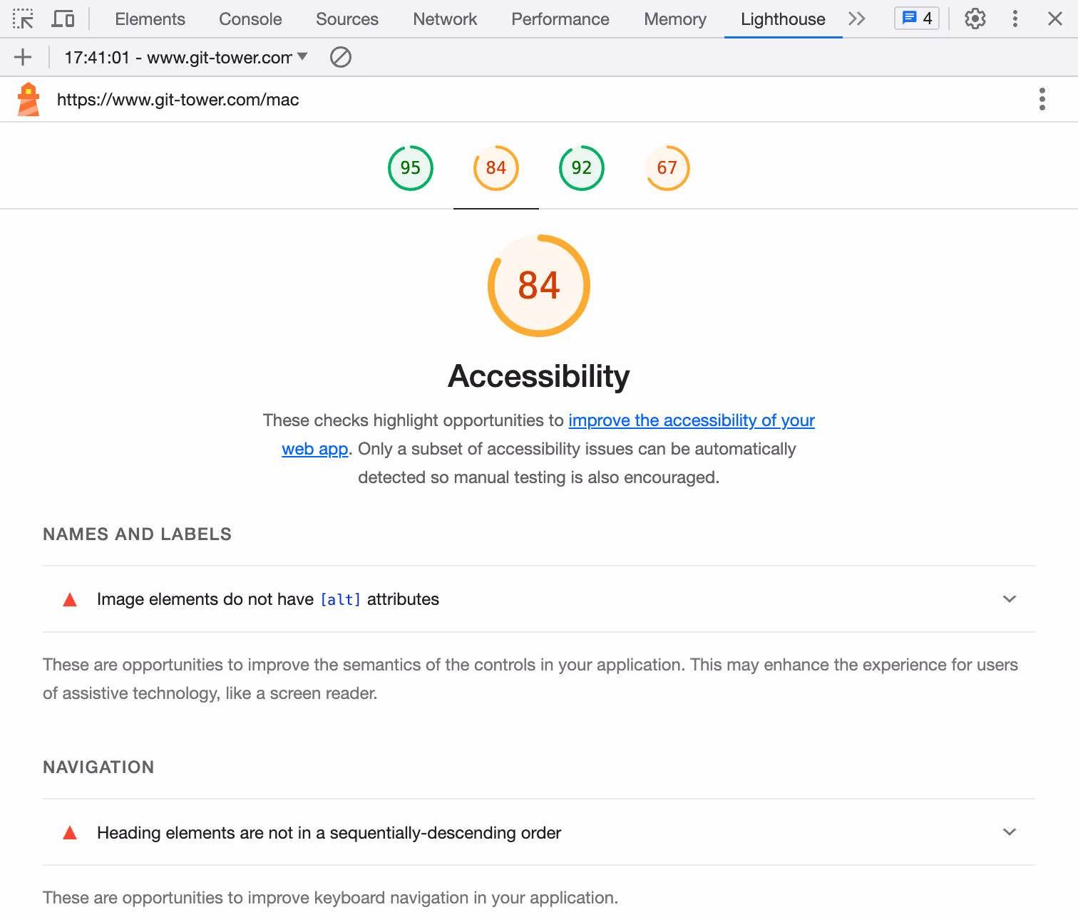 Google Lighthouse — Accessibility Report