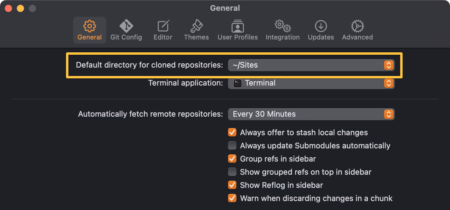 Default Cloning Directory