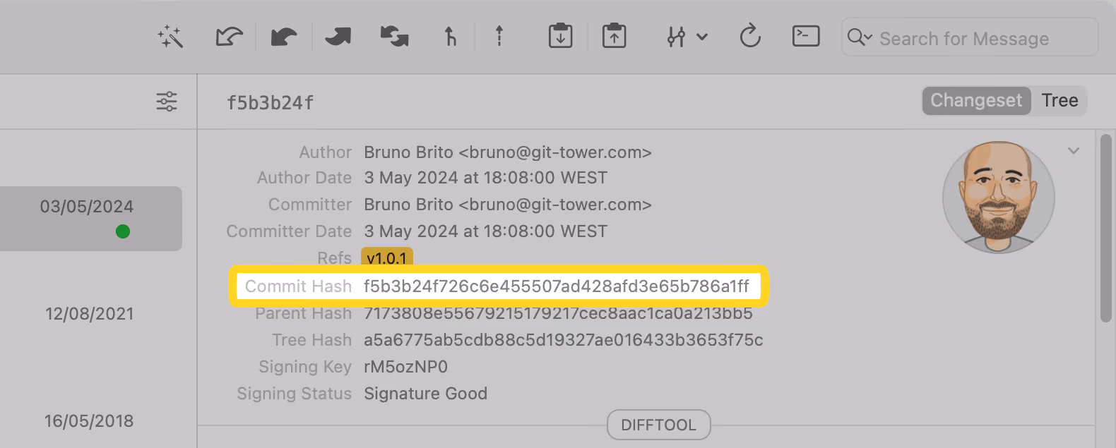 Finding the Commit Hash in Tower
