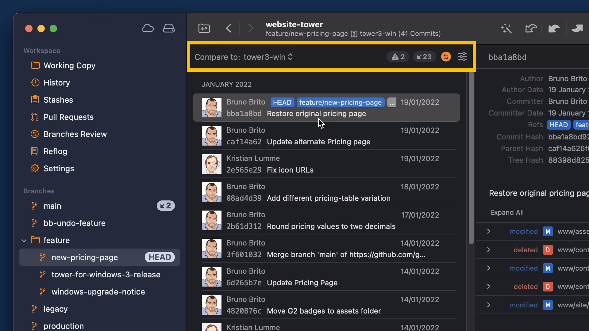 Compare Branches