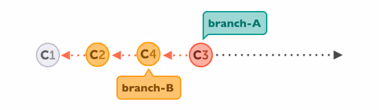 After a rebase, it looks as if development had never split into different branches