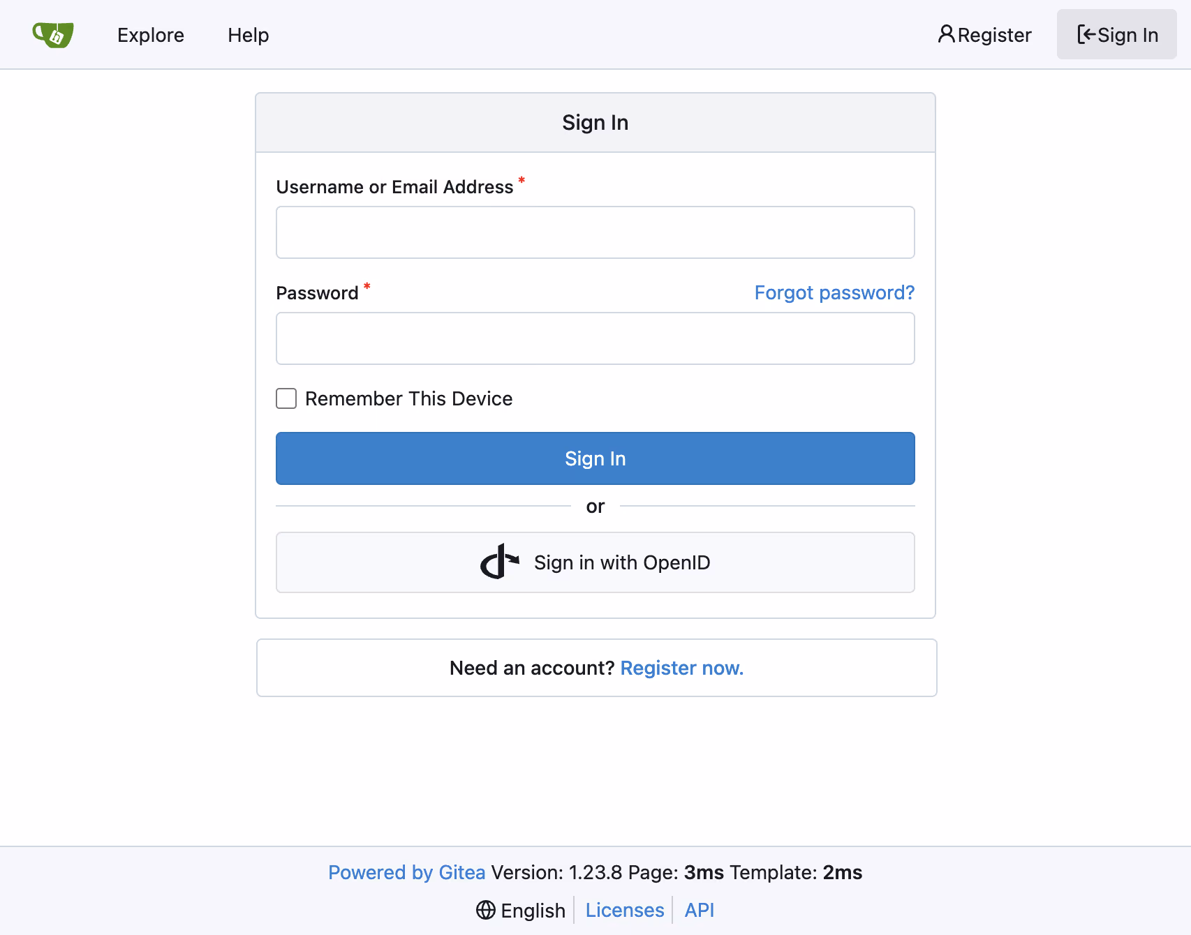 Gitea – User Registration