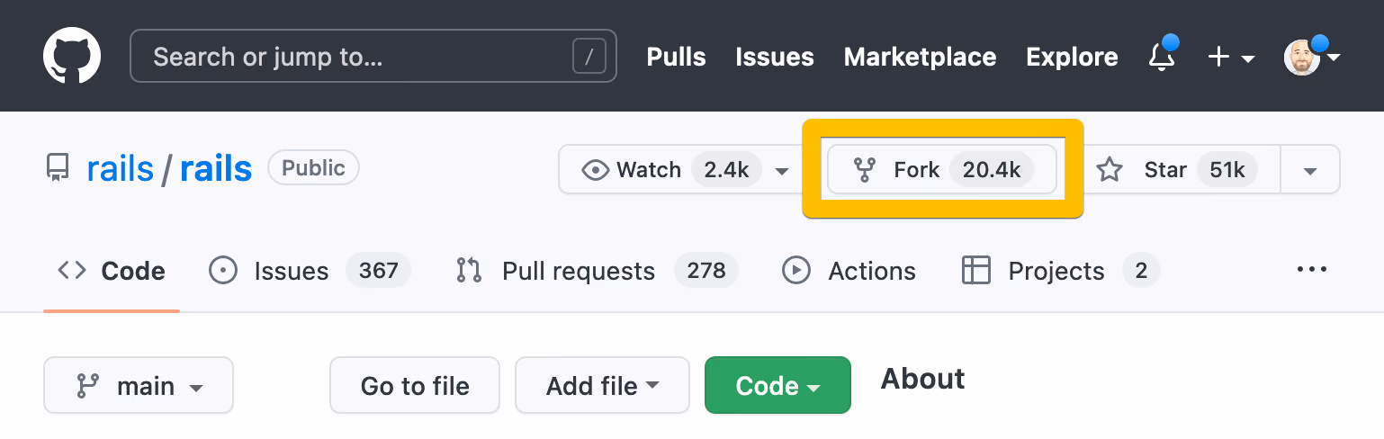 GitHub "Fork" Button