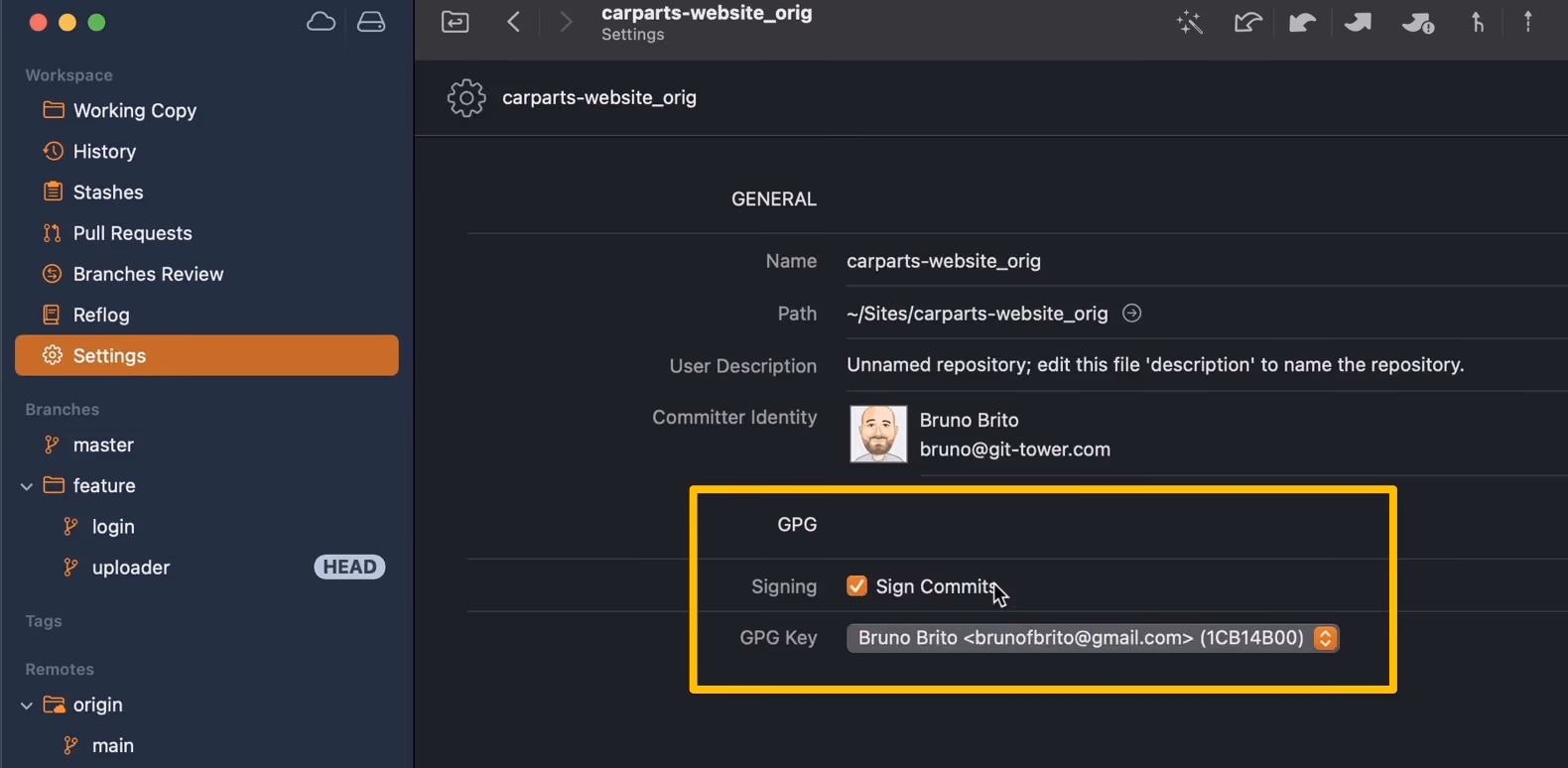 Automatically Sign Commits