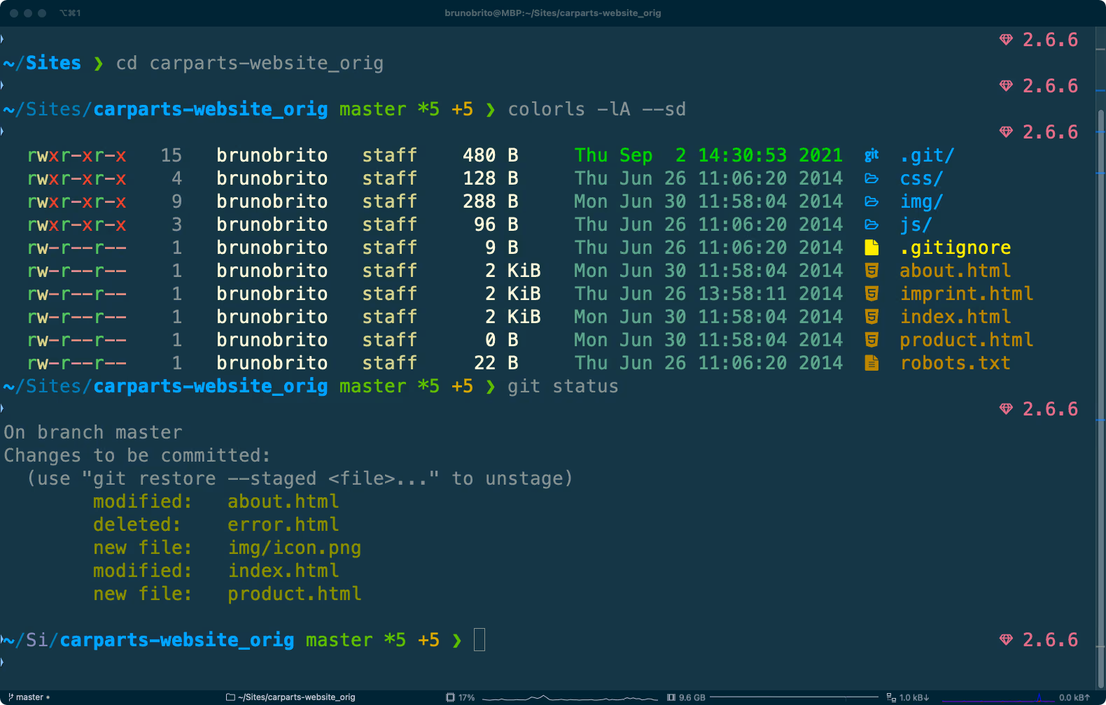 iTerm 2 with Powerlevel10k and colorls