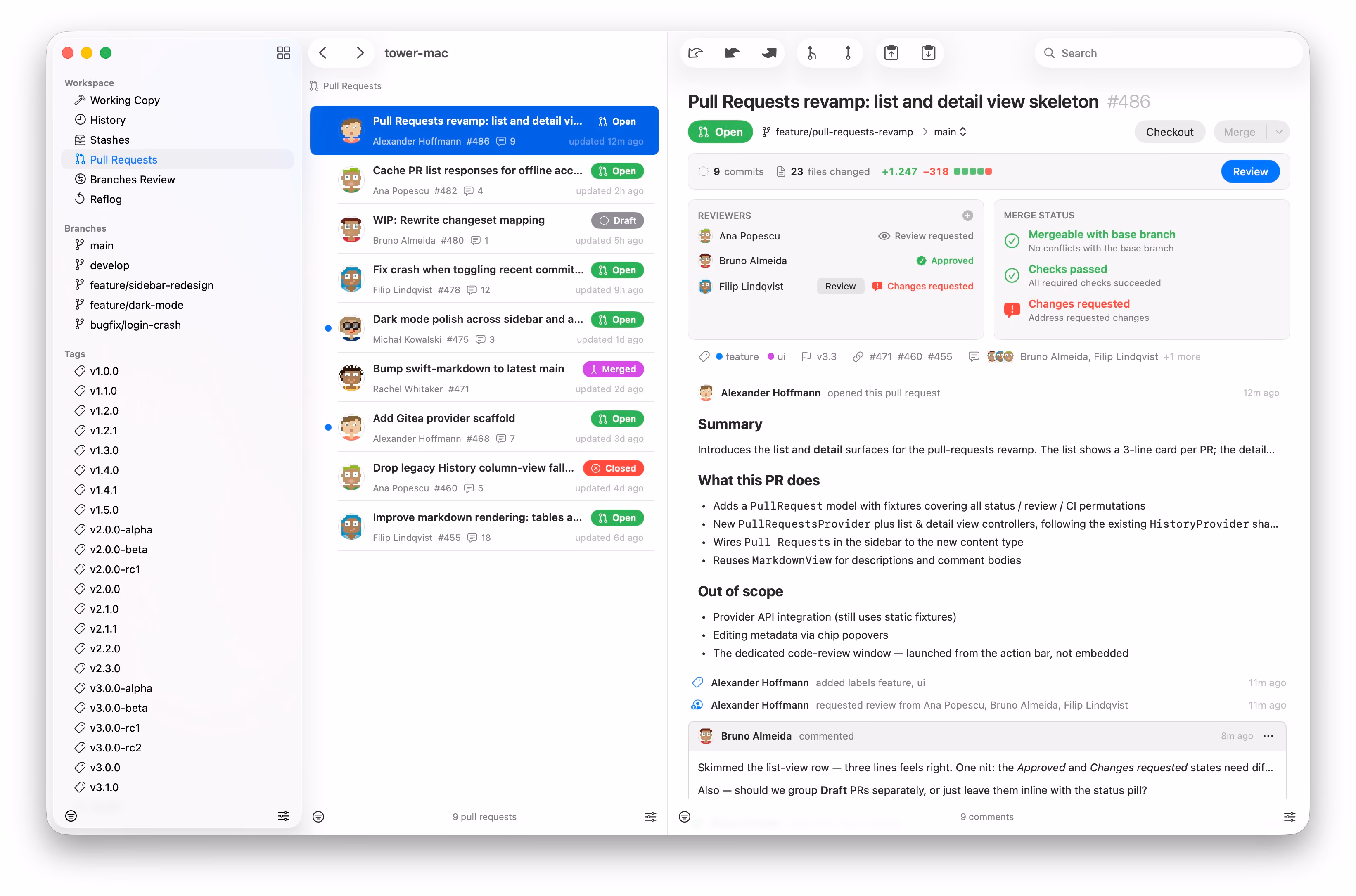Tower's New "Pull Requests" View
