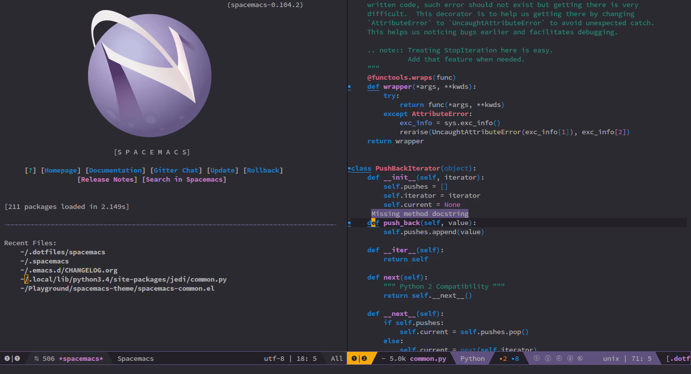 Image from the Spacemacs Emacs distribution