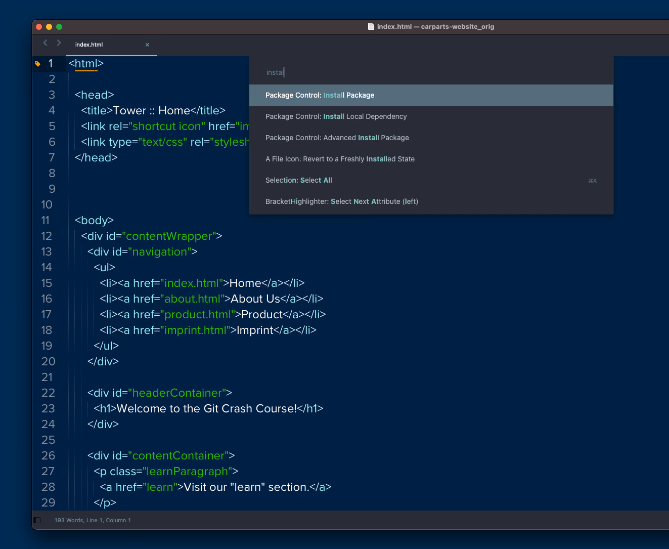 Open the Command Palette ⇧ ⌘ P