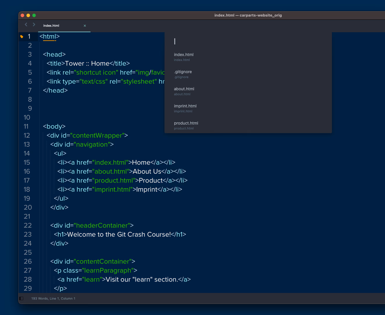 Jump to File ⌘ P
