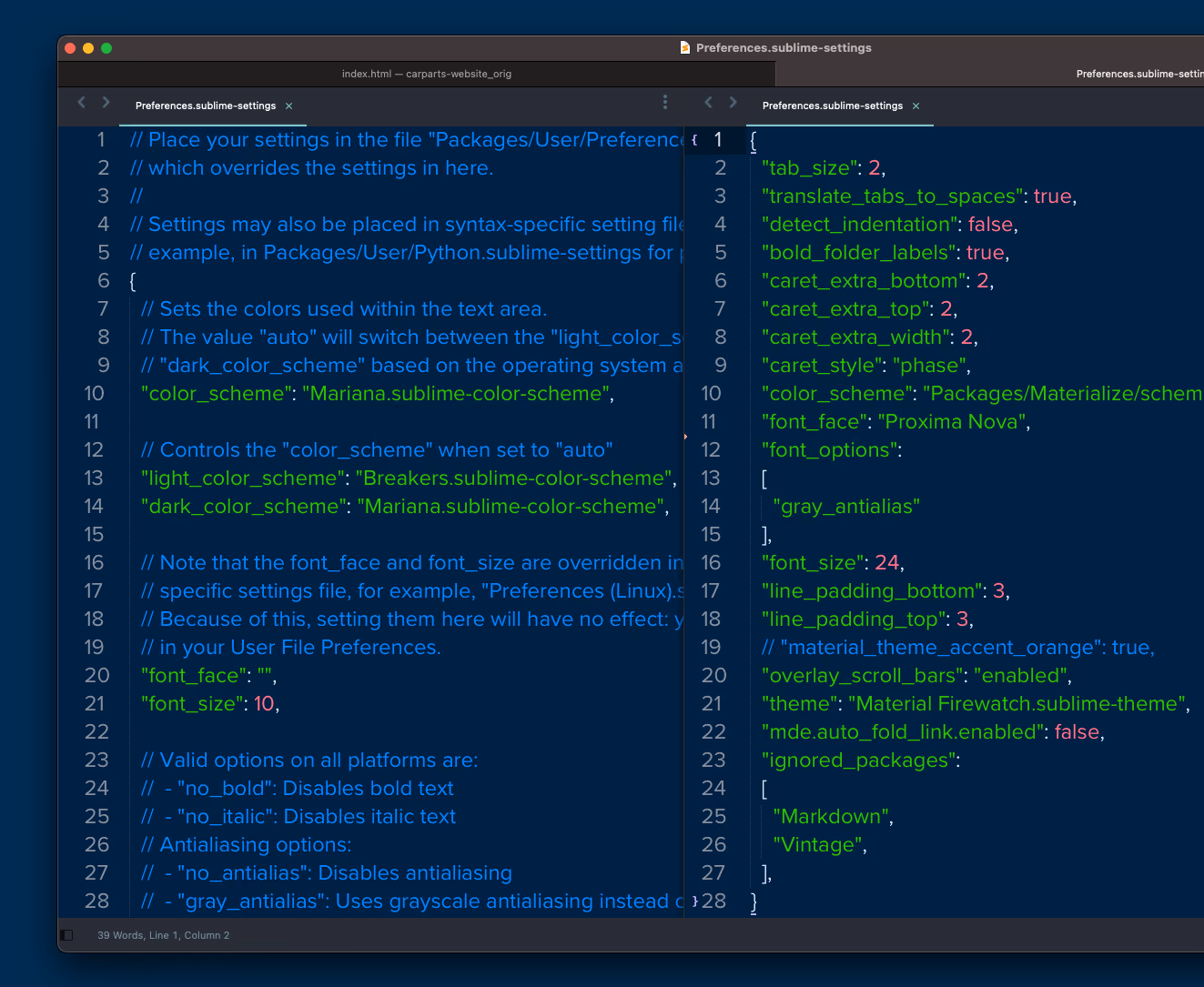 Sublime Text Settings