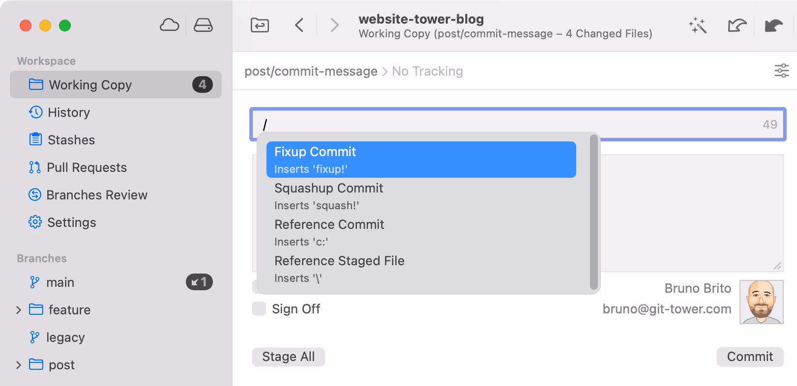 Tower β Commit Composing