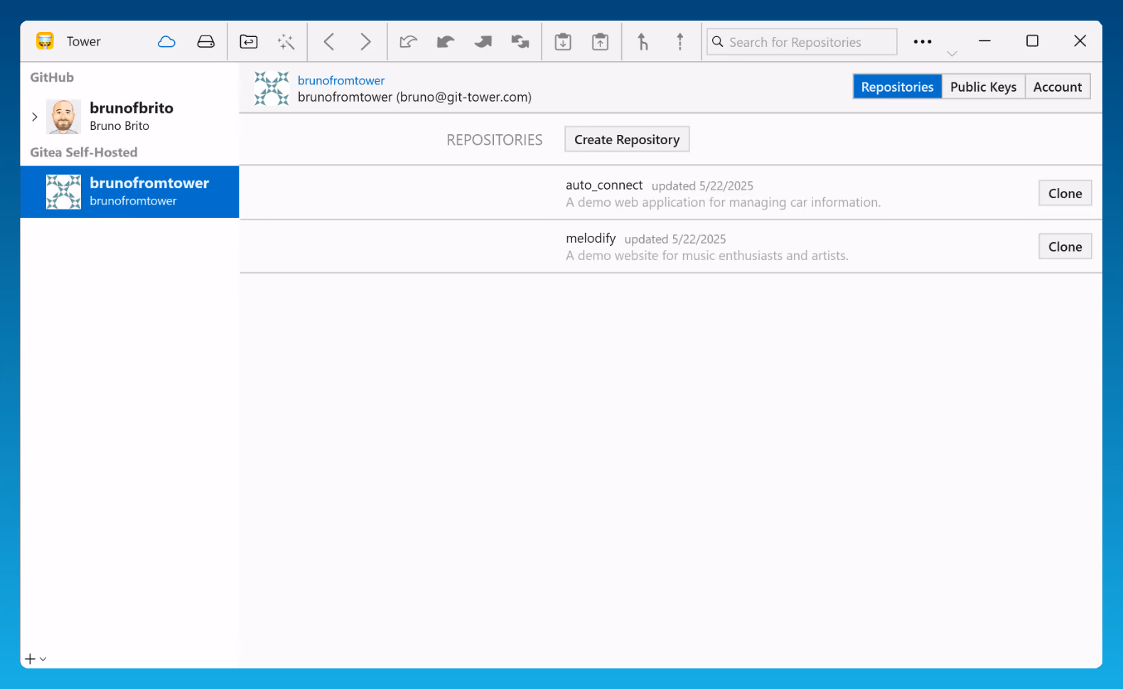 Tower 9.1 for Windows — Gitea Repositories