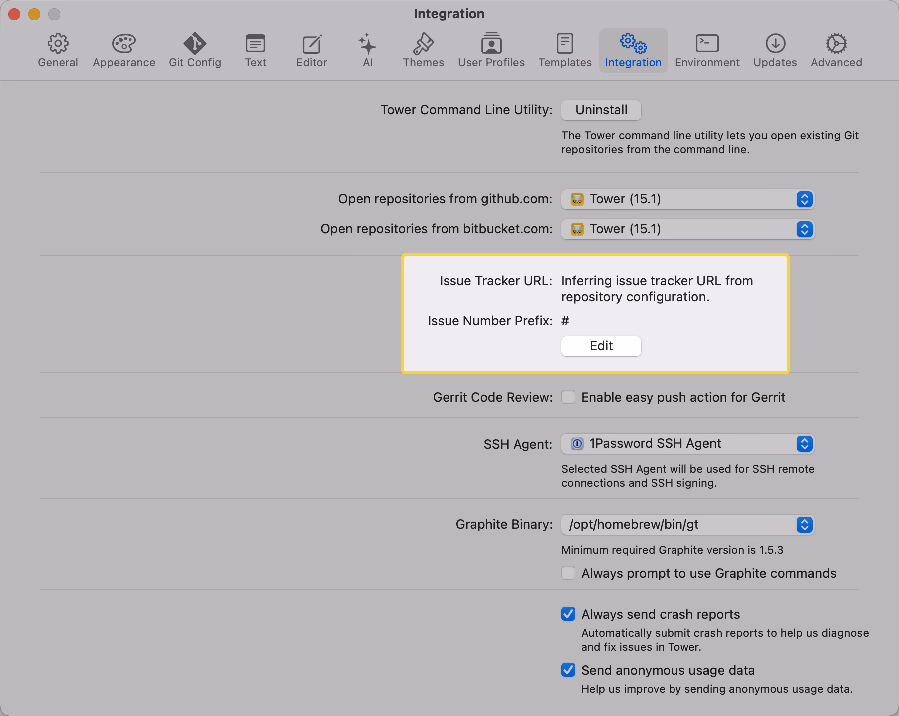 Tower's Settings