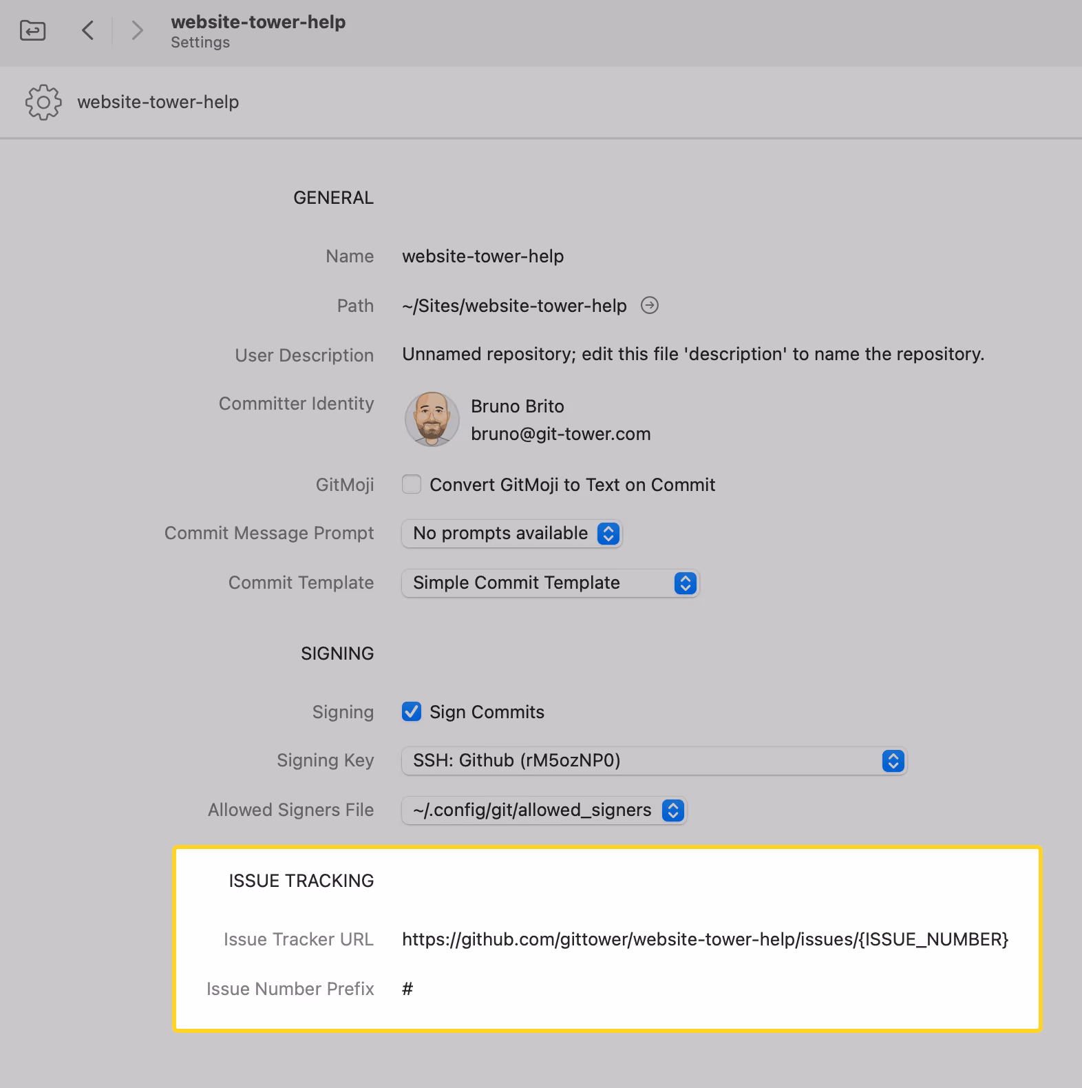 Tower's Repository Settings