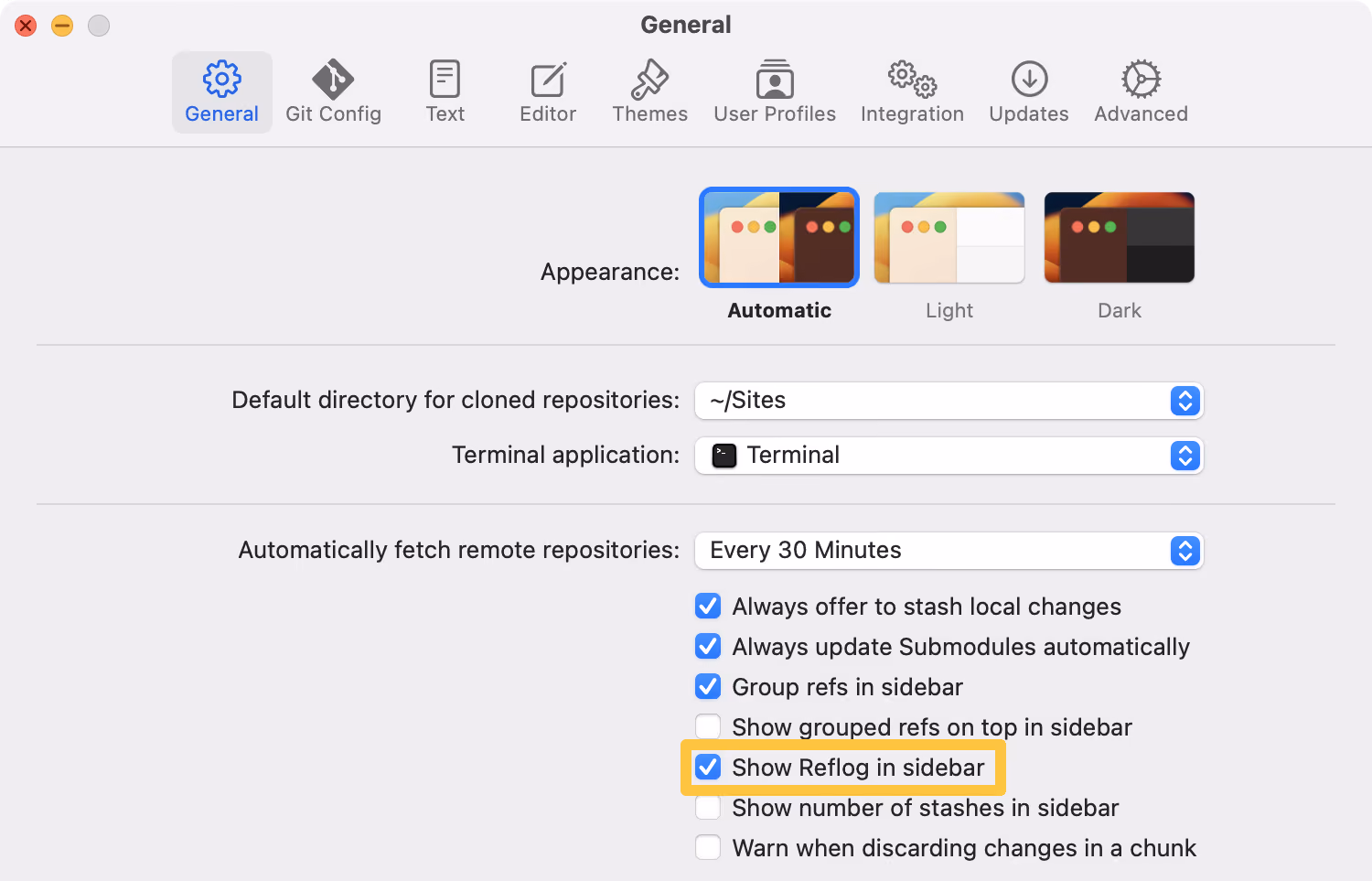 Tower Preferences — "General" tab