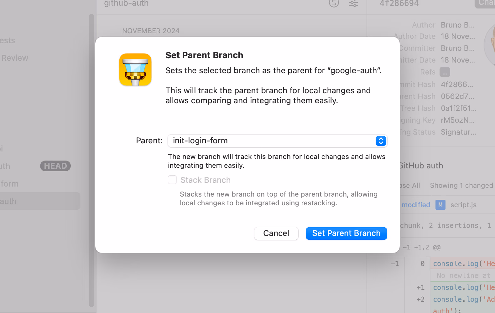 Tower 13 – Setting the Parent Branch