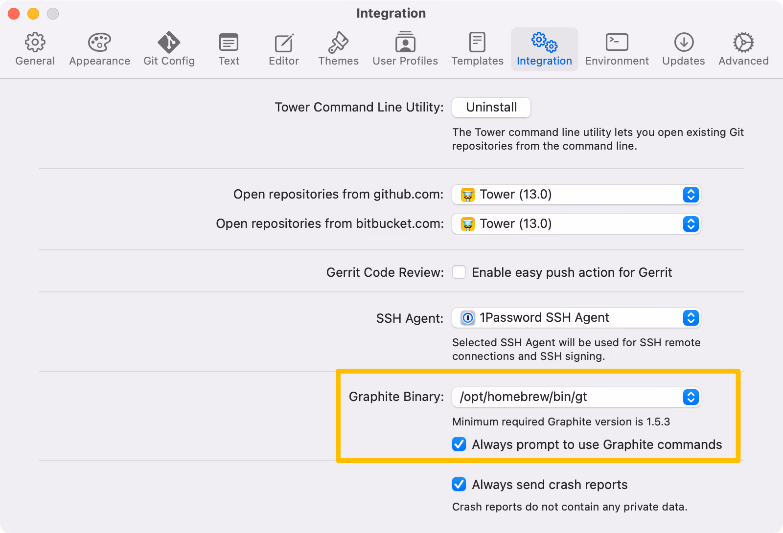 Tower 13 — Integration Settings