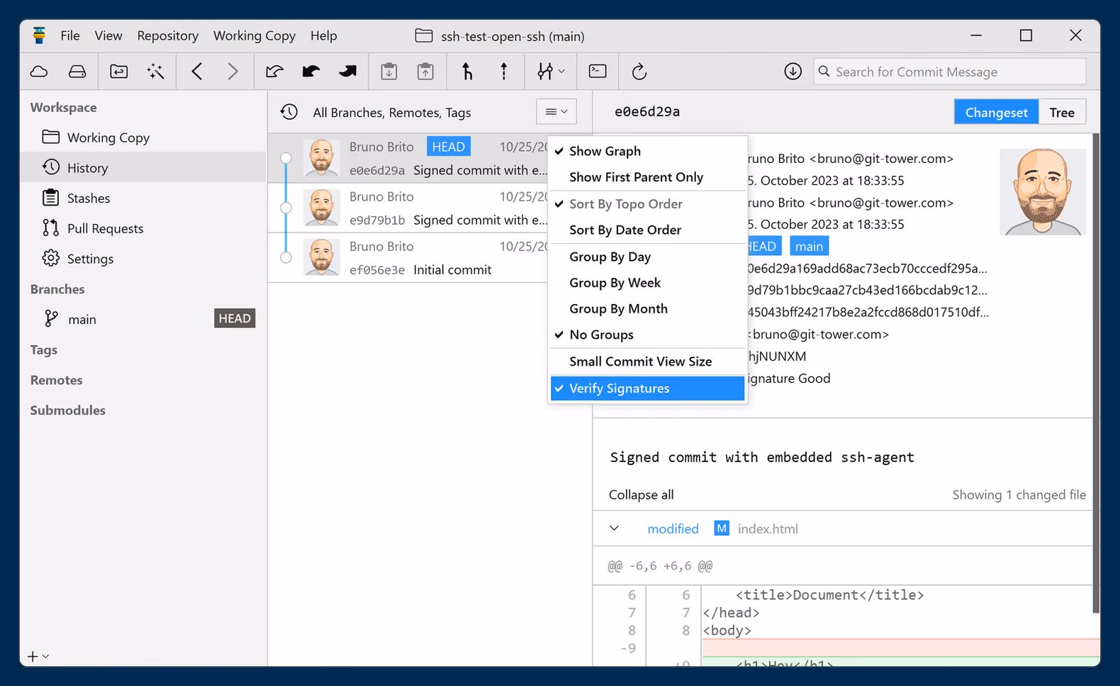 Tower — "Verify Signatures" option