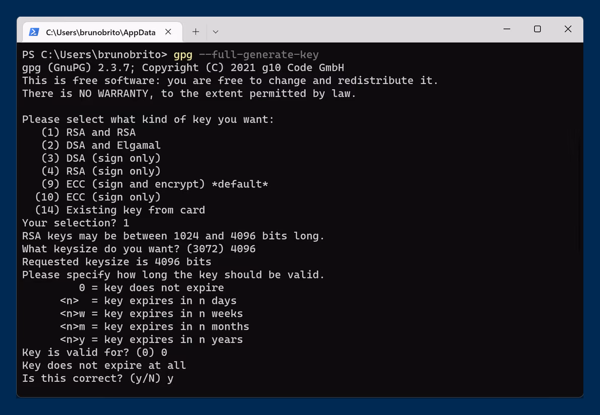 Setting Up a New GPG Key