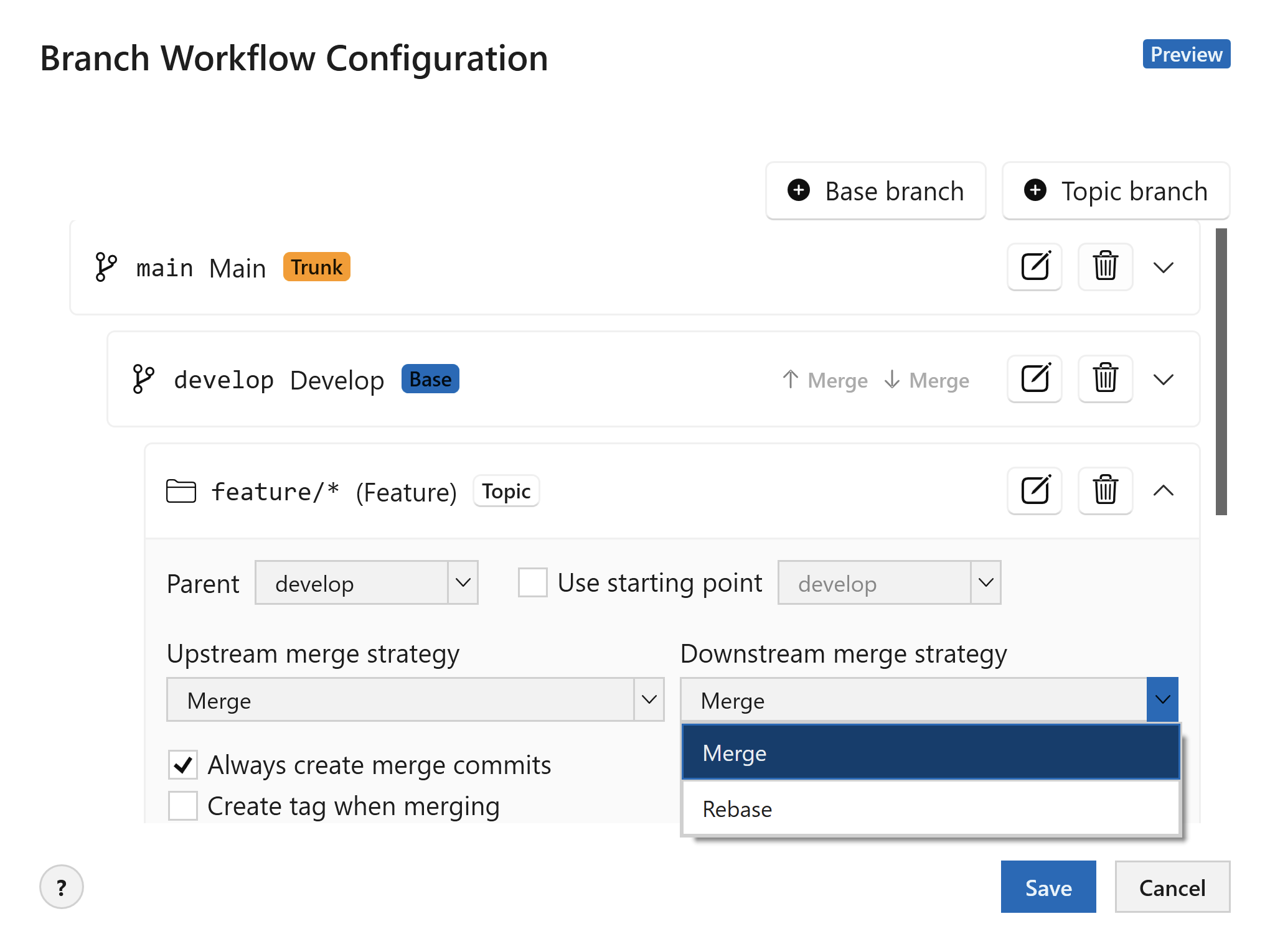 Tower Workflows – Choosing the Downstream Merge Strategy