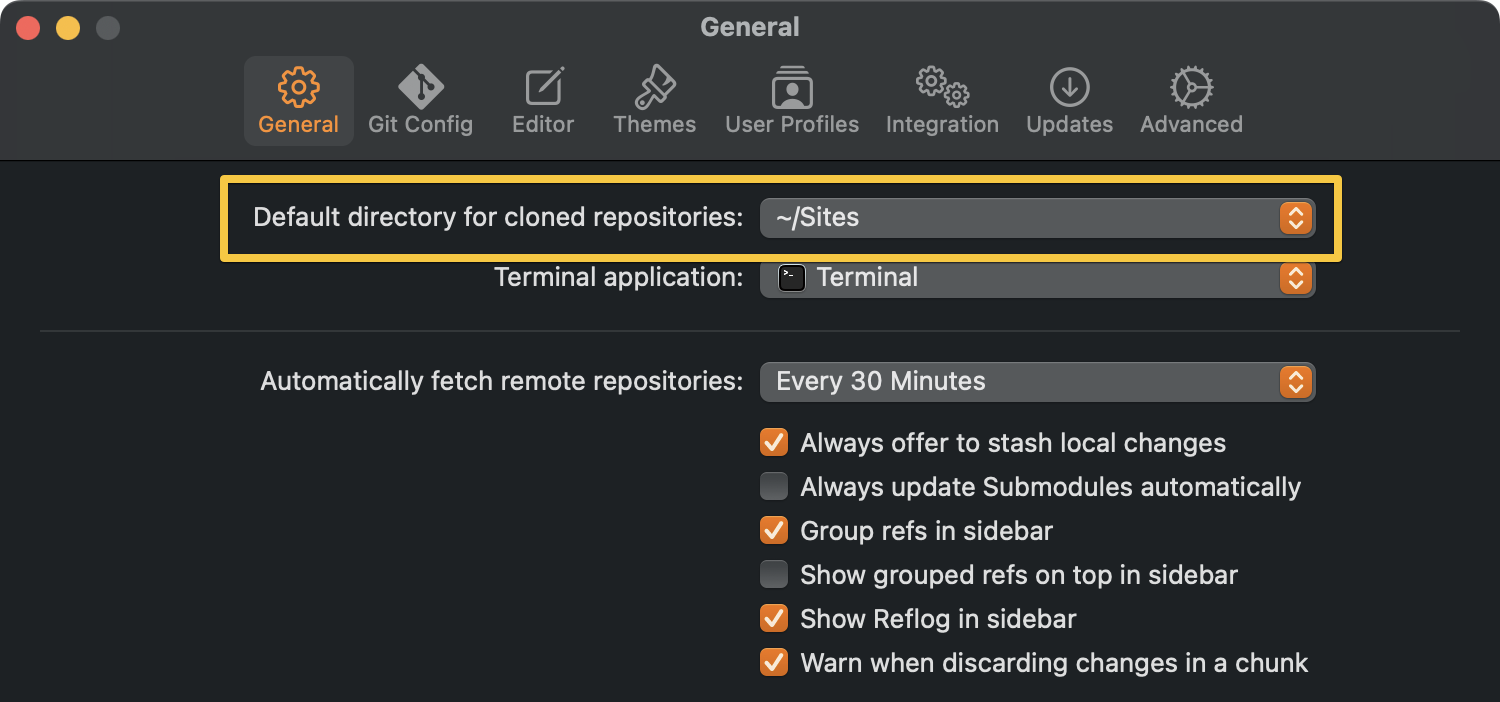 Default Cloning Directory